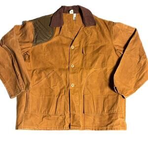 1960s tan canvas hunting jacket with brown corduroy collar (XXL)